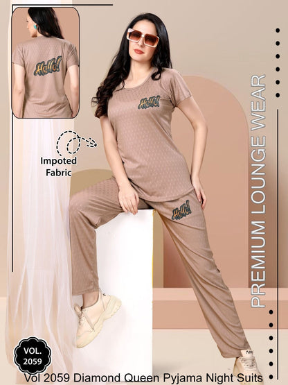 Vol 2059 Diamond Queen Imported Pyjama Night Suits Wholesaler