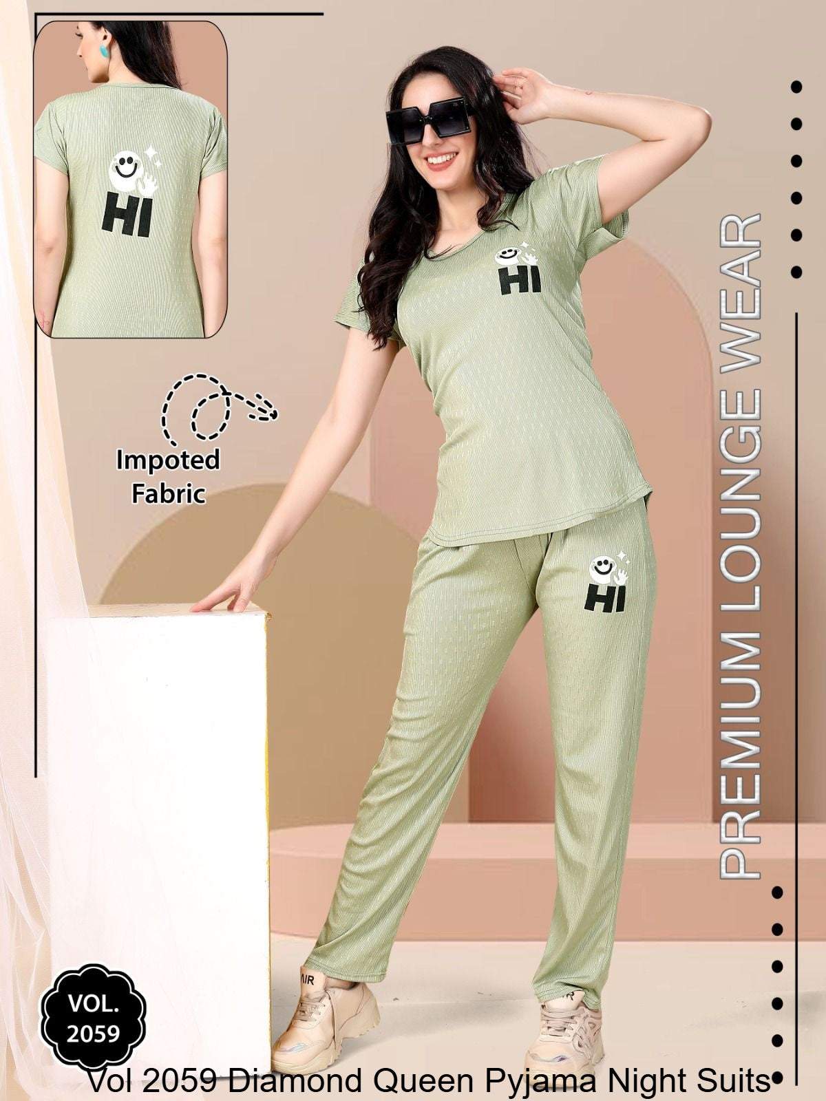Vol 2059 Diamond Queen Imported Pyjama Night Suits Wholesaler