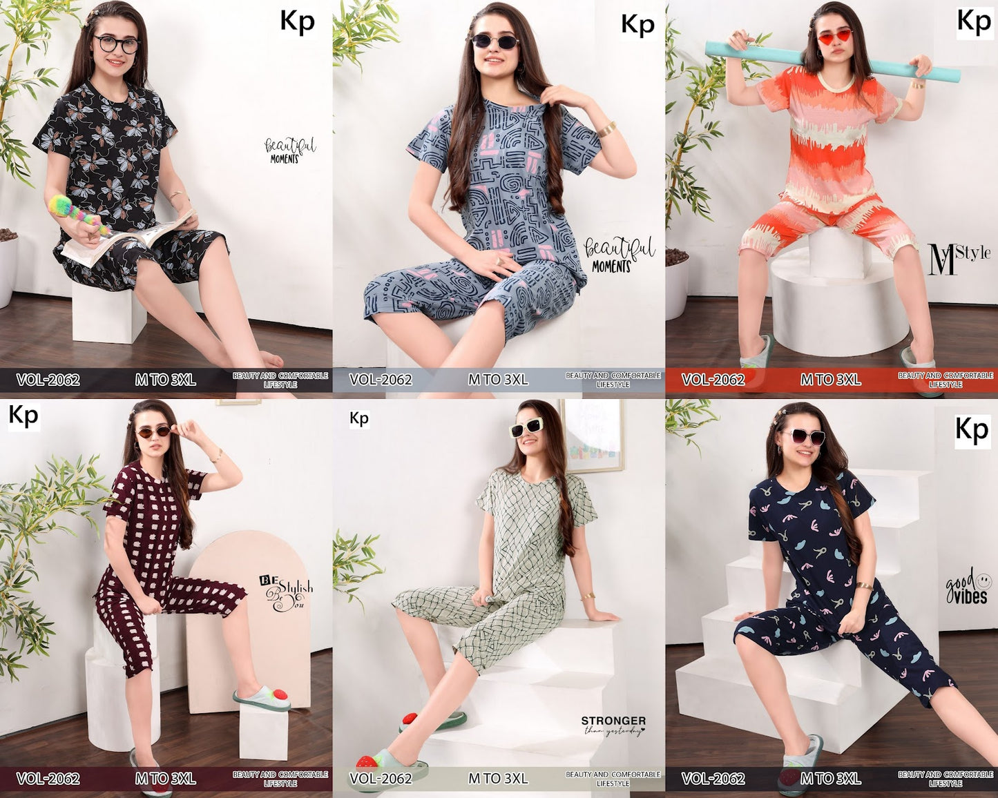 Vol 2062 Kp Hosiery Capri Night Suits Wholesale Price