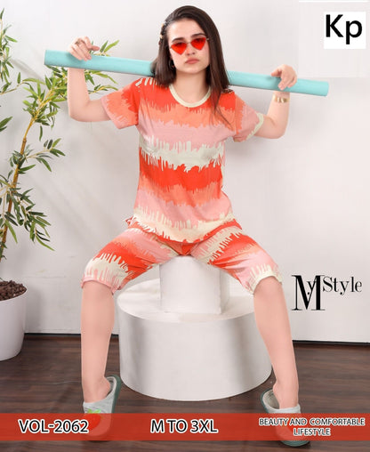 Vol 2062 Kp Hosiery Capri Night Suits Wholesale Price