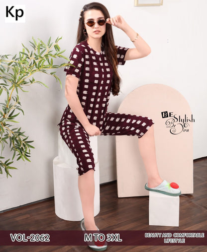 Vol 2062 Kp Hosiery Capri Night Suits Wholesale Price