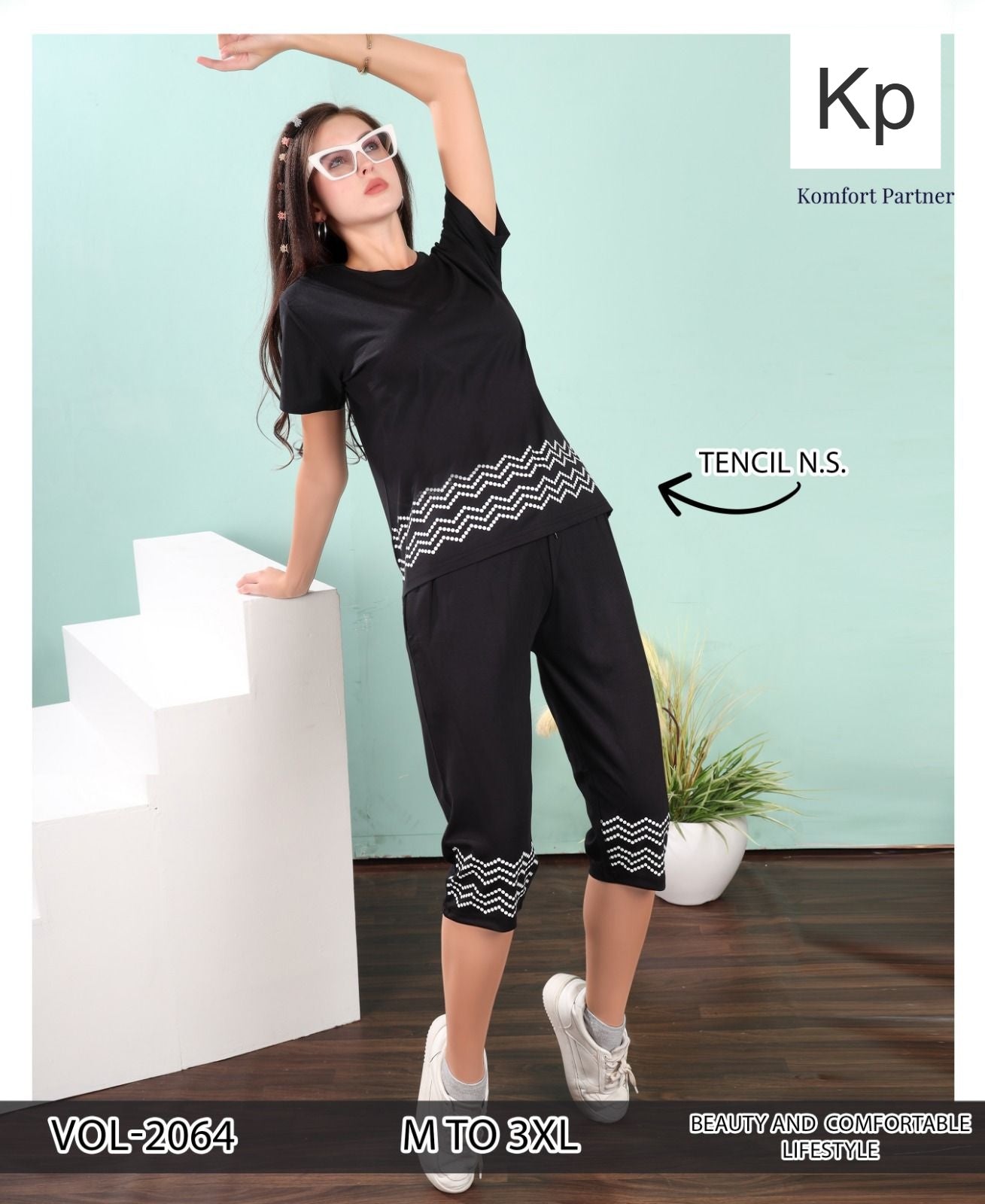 Vol 2064 Kp Tencil Capri Night Suits Supplier Gujarat