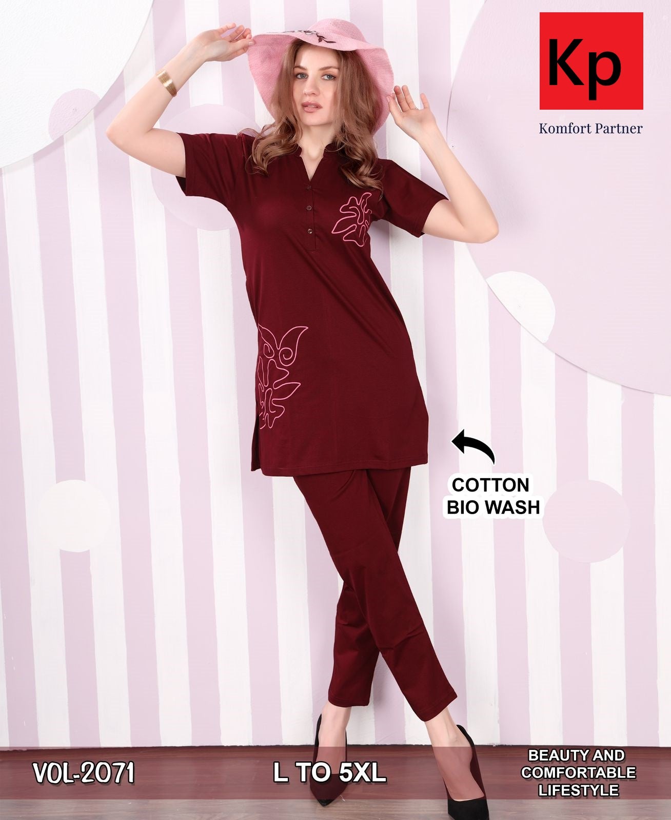 Vol 2071 Kp Cotton Biowashed Kurta Night Suits Manufacturer Ahmedabad