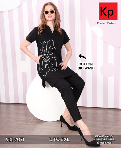 Vol 2071 Kp Cotton Biowashed Kurta Night Suits Manufacturer Ahmedabad