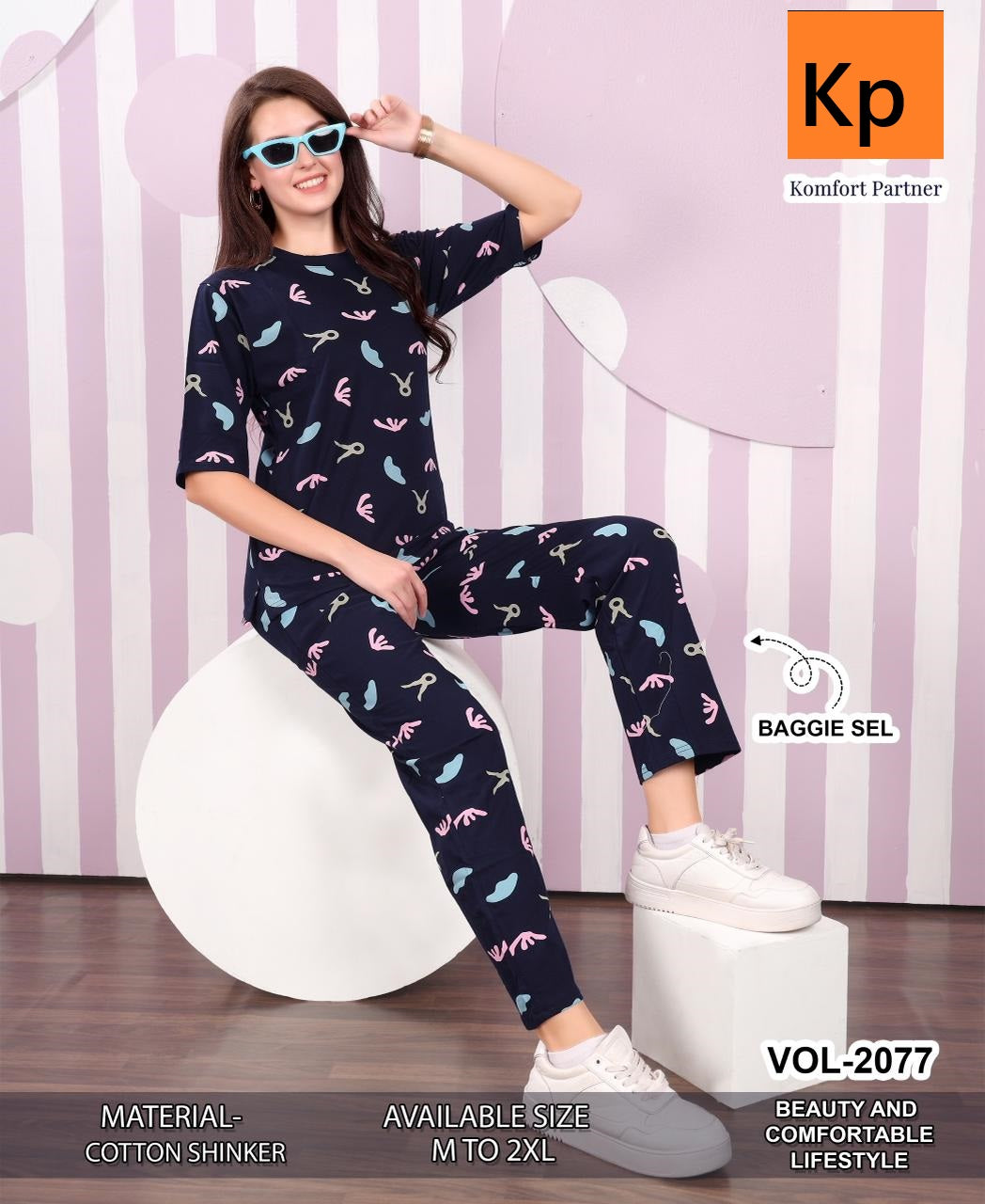 Vol 2077 Kp Cotton Pyjama Night Suits Wholesaler Gujarat