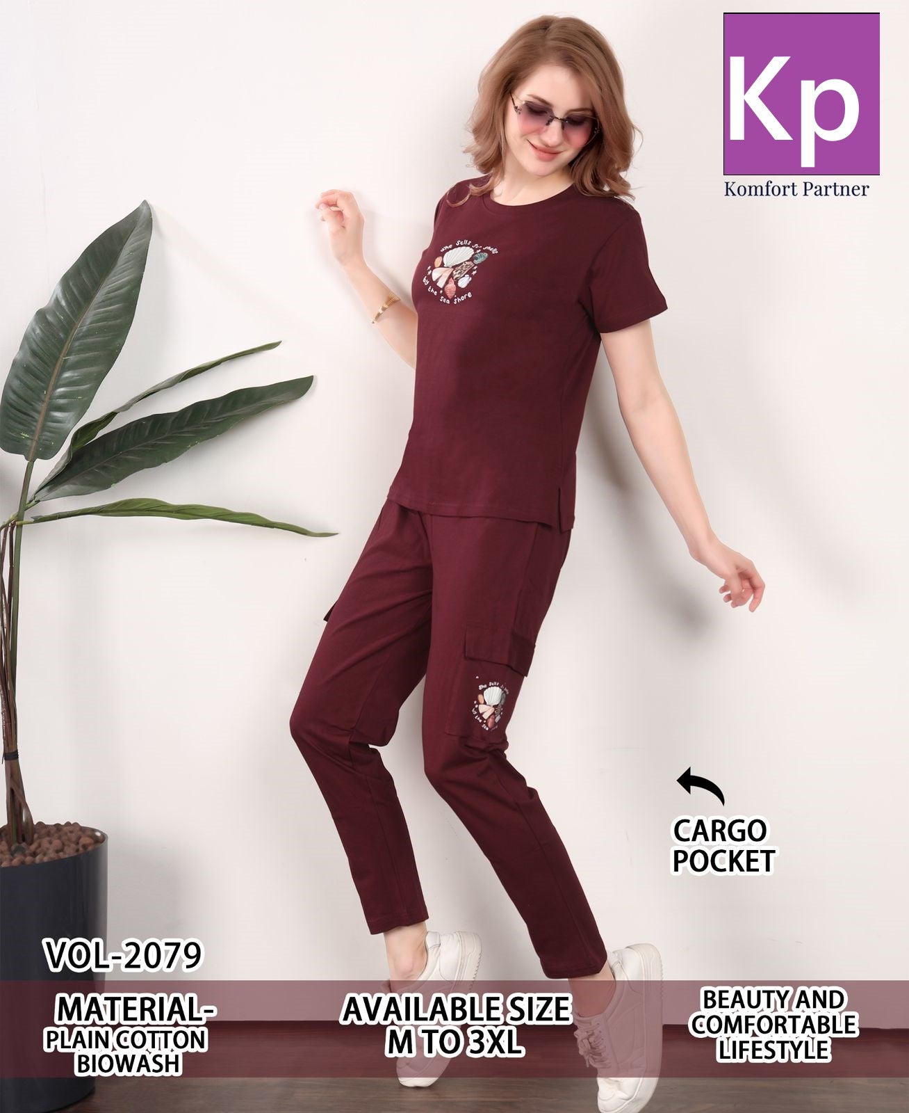 Vol 2079 Cargo Kp Cotton Biowashed Pyjama Night Suits Manufacturer Gujarat