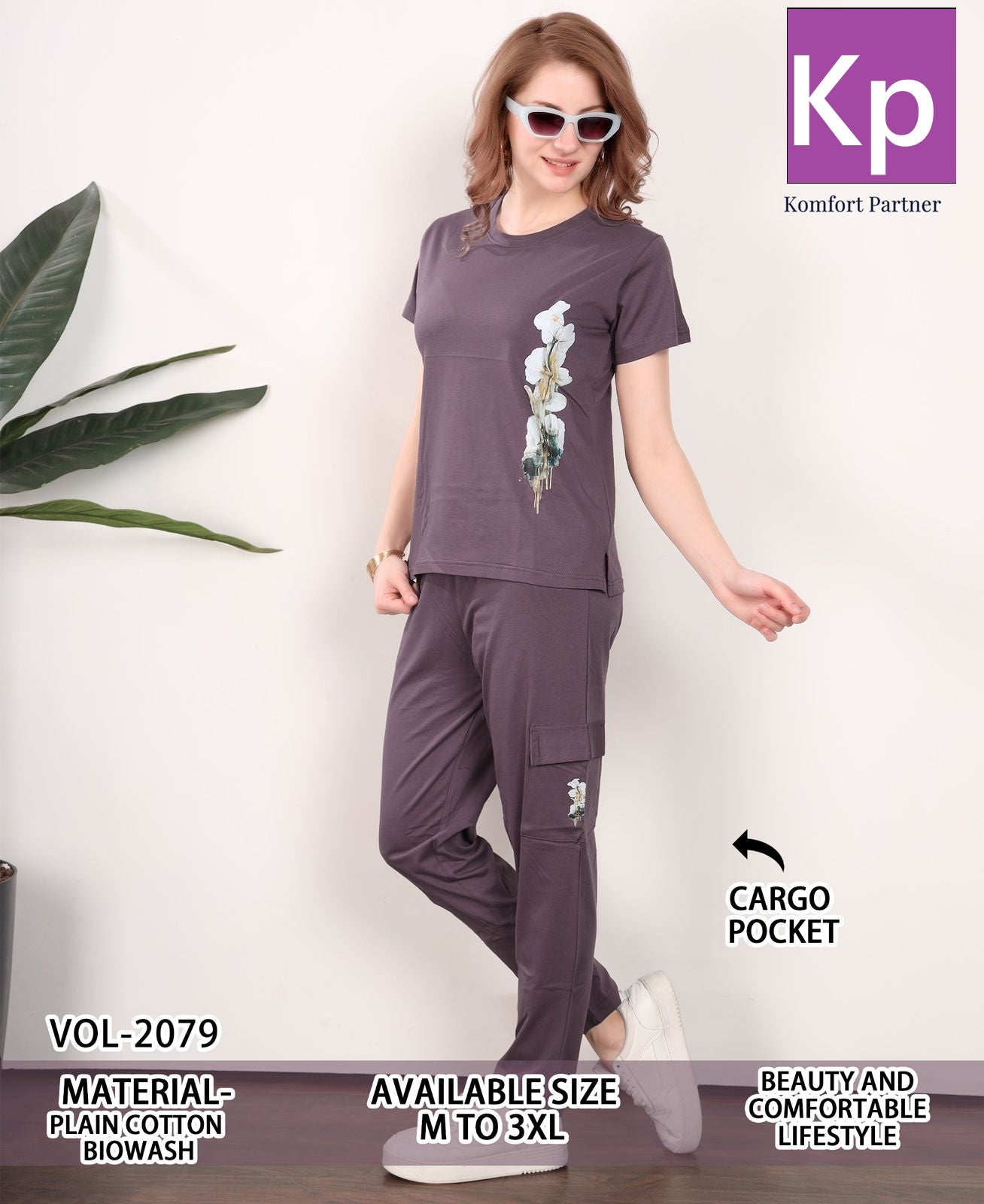 Vol 2079 Cargo Kp Cotton Biowashed Pyjama Night Suits Manufacturer Gujarat