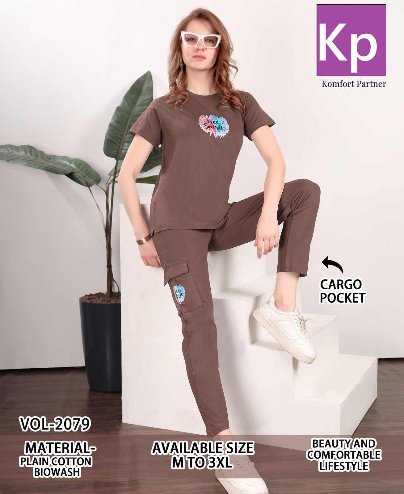Vol 2079 Cargo Kp Cotton Biowashed Pyjama Night Suits Manufacturer Gujarat