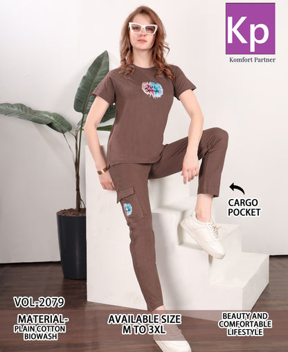 Vol 2079 Cargo Kp Cotton Biowashed Pyjama Night Suits Manufacturer Gujarat
