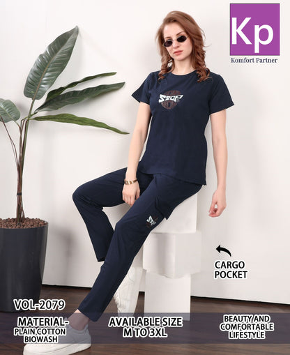 Vol 2079 Cargo Kp Cotton Biowashed Pyjama Night Suits Manufacturer Gujarat
