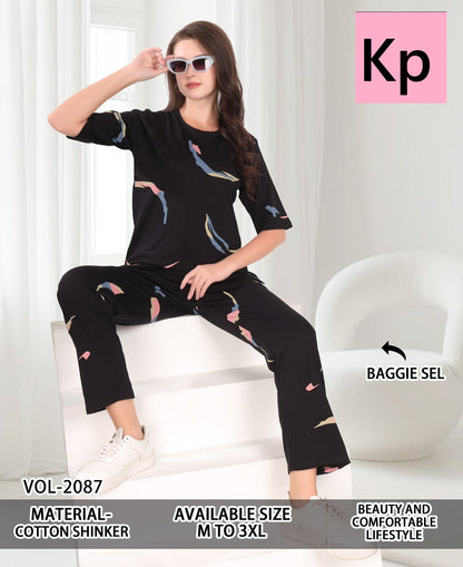 Vol 2087 Kp Cotton Pyjama Night Suits Wholesale