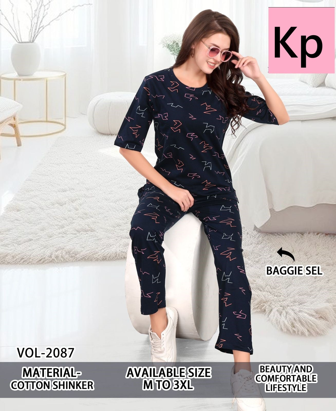 Vol 2087 Kp Cotton Pyjama Night Suits Wholesale