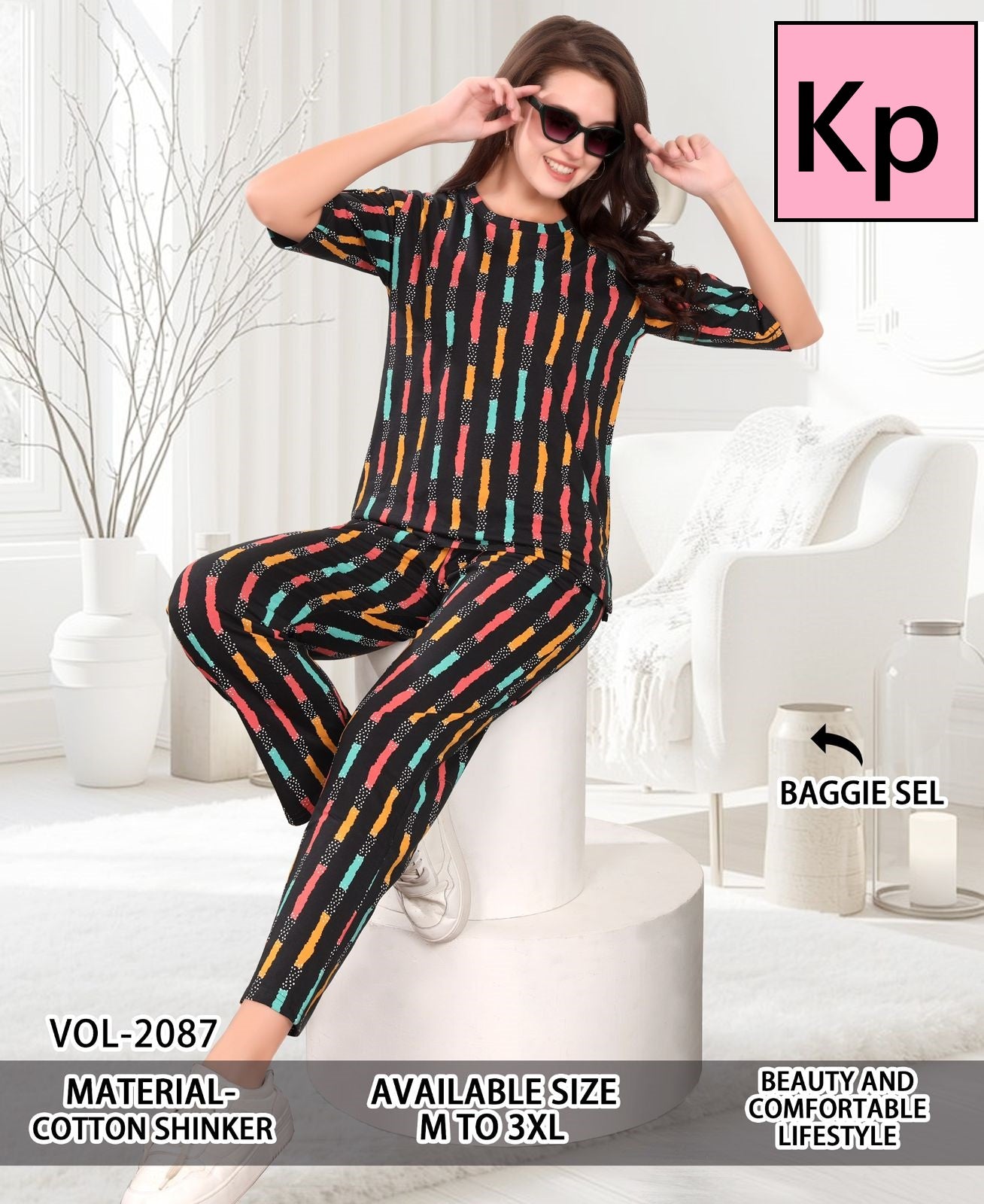 Vol 2087 Kp Cotton Pyjama Night Suits Wholesale