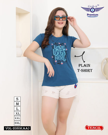 Vol 2089 Aa Grab It Tencil Women Tshirt Wholesaler Ahmedabad