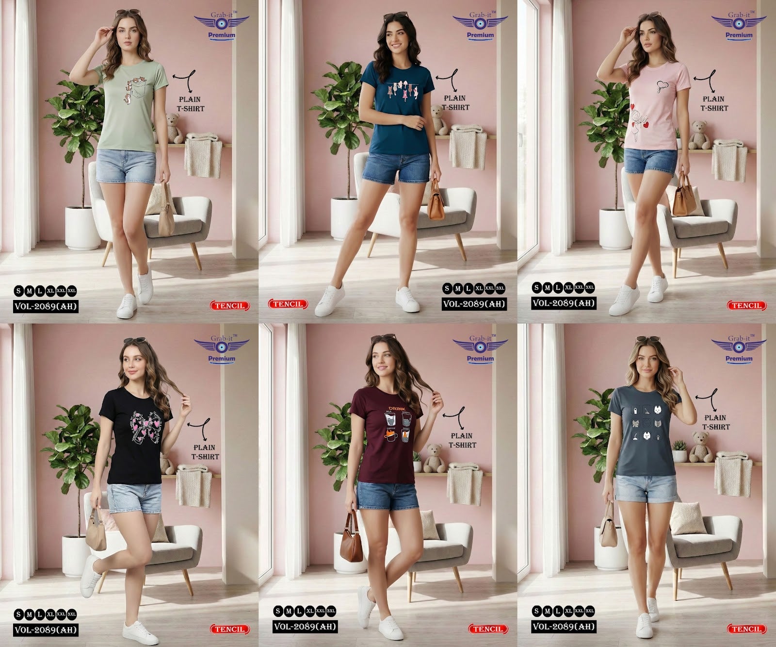 Vol 2089 Ah Grab It Tencil Women Tshirt Wholesale