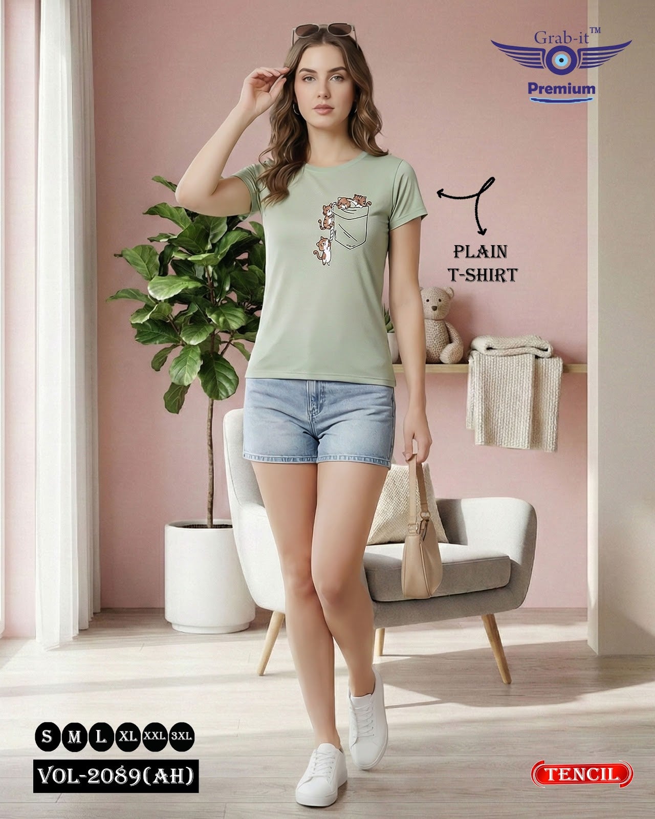 Vol 2089 Ah Grab It Tencil Women Tshirt Wholesale