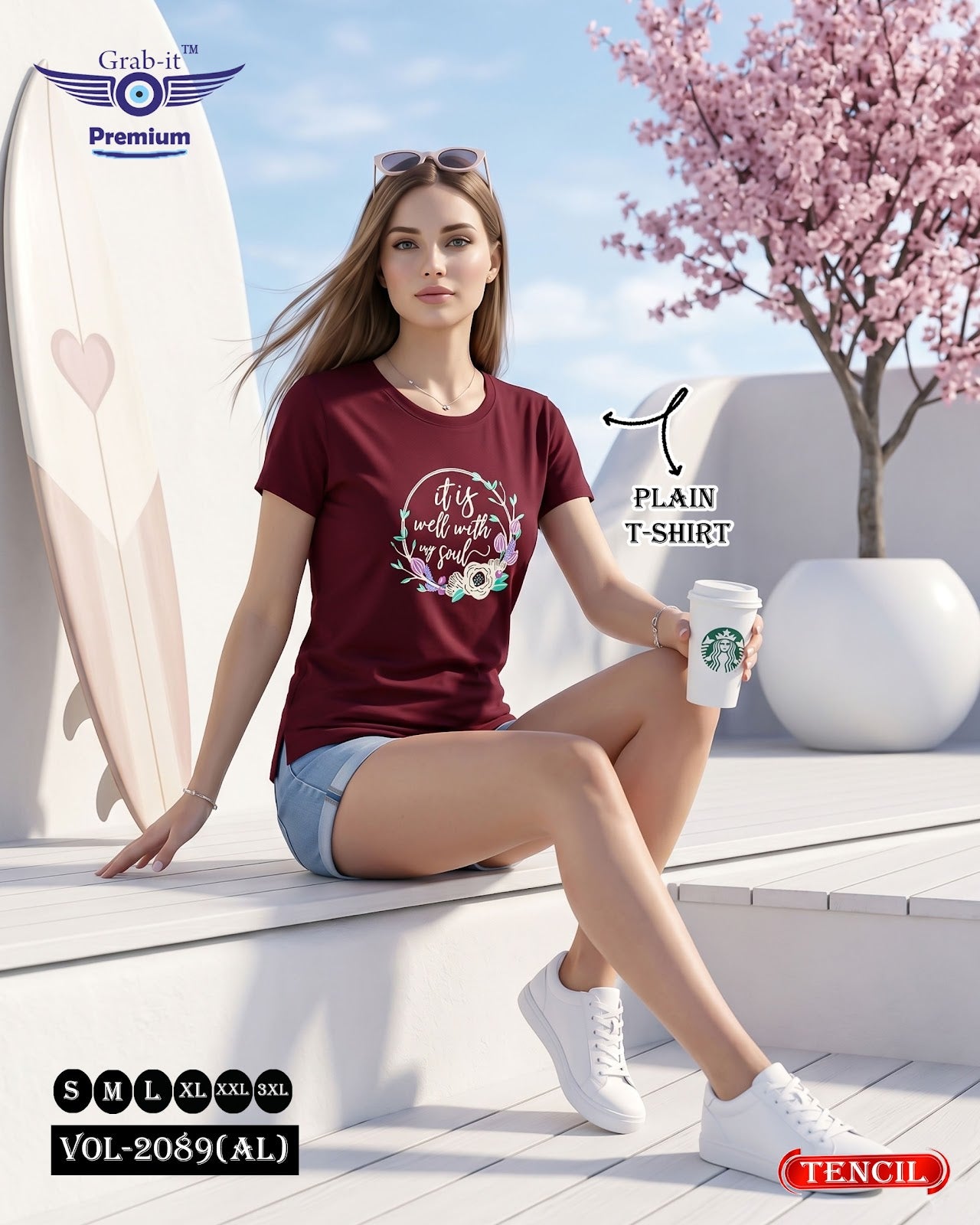Vol 2089 Al Grab It Tencil Women Tshirt Wholesaler Ahmedabad