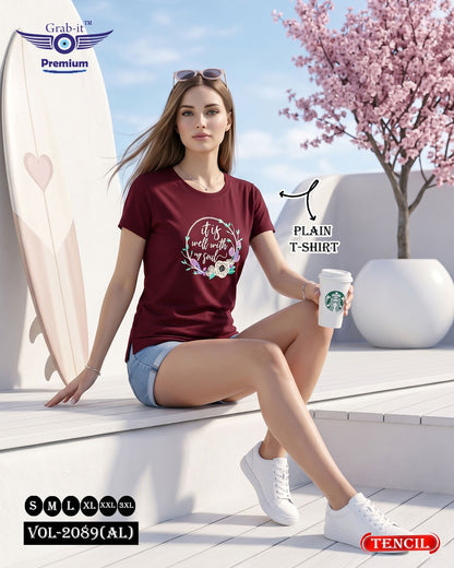 Vol 2089 Al Grab It Tencil Women Tshirt Wholesaler Ahmedabad