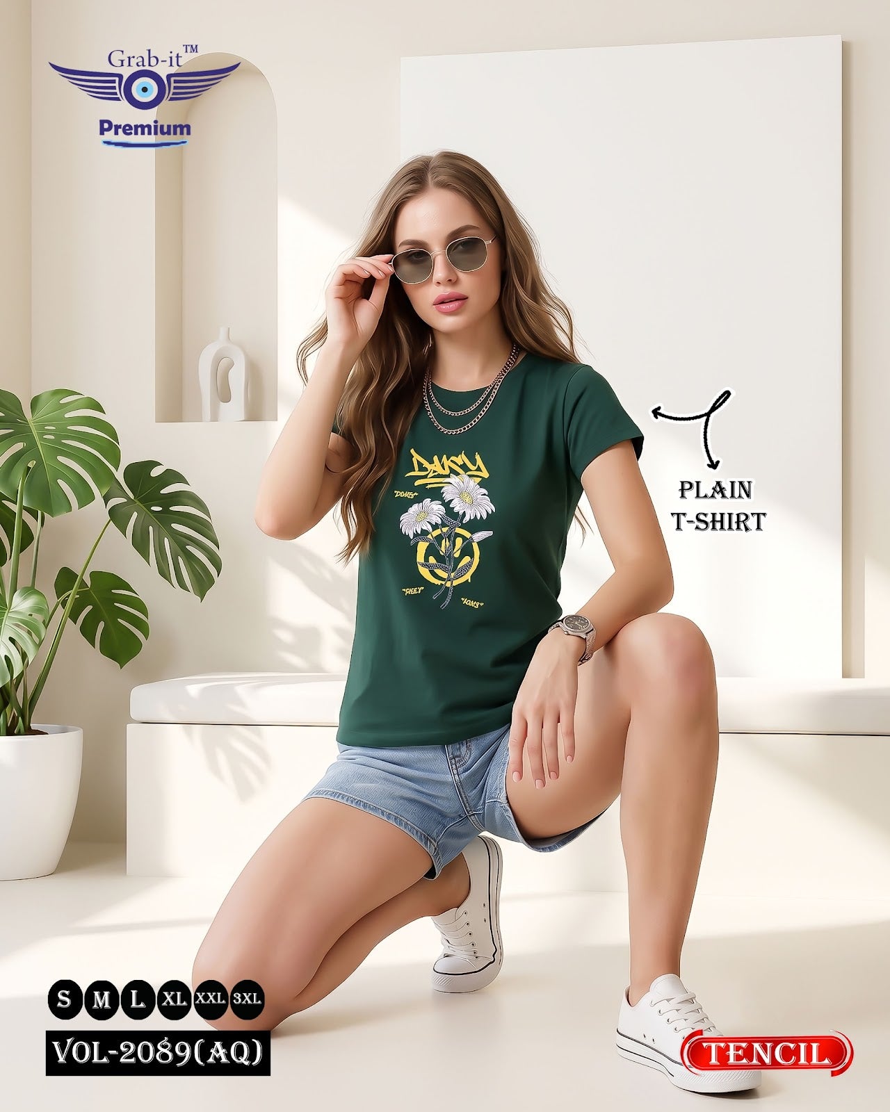 Vol 2089 Aq Grab It Tencil Women Tshirt Exporter