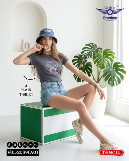 Vol 2089 Aq Grab It Tencil Women Tshirt Exporter