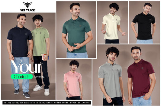 Vol 2089 Vee Track Tencil Lycra Mens Tshirts Wholesaler