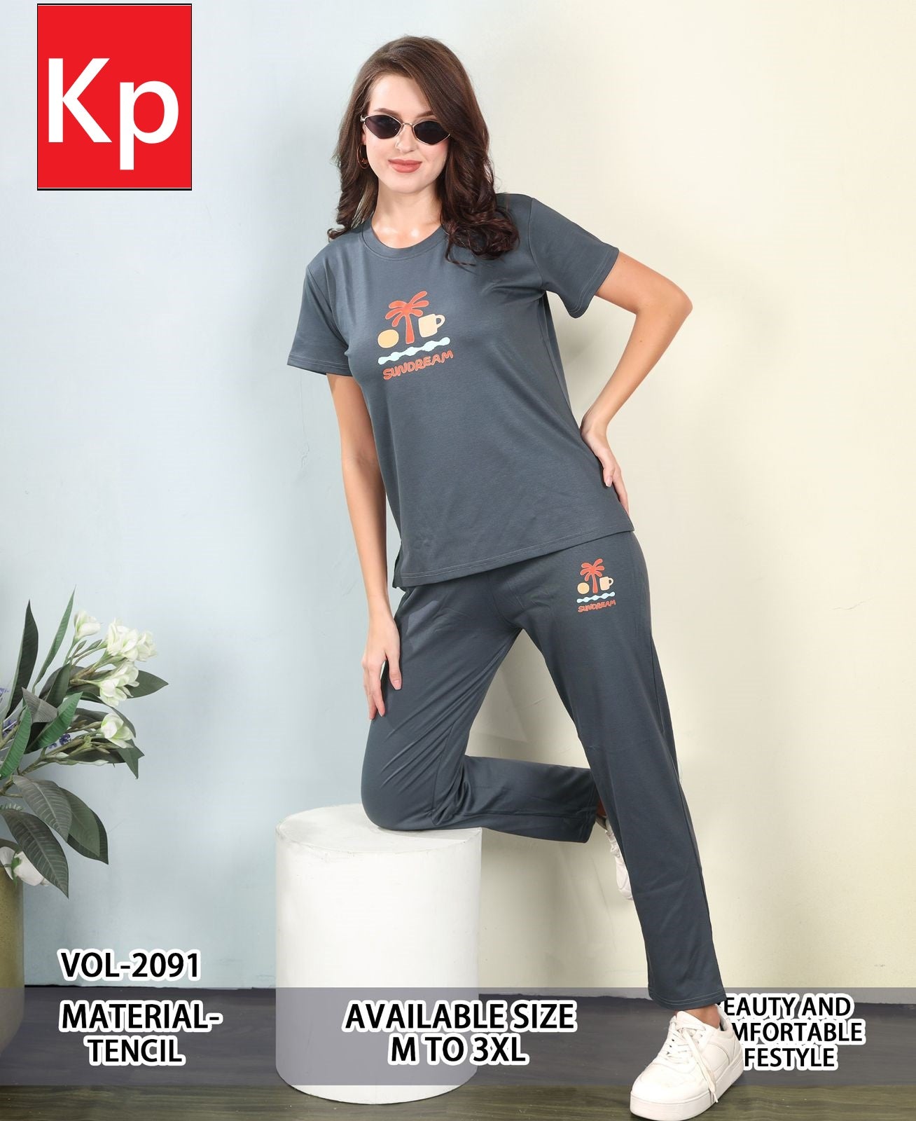 Vol 2091 Kp Tencil Pyjama Night Suits Exporter Ahmedabad