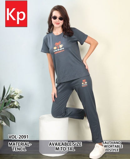 Vol 2091 Kp Tencil Pyjama Night Suits Exporter Ahmedabad