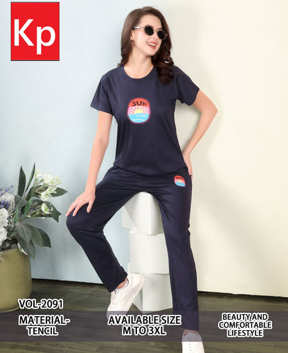 Vol 2091 Kp Tencil Pyjama Night Suits Exporter Ahmedabad