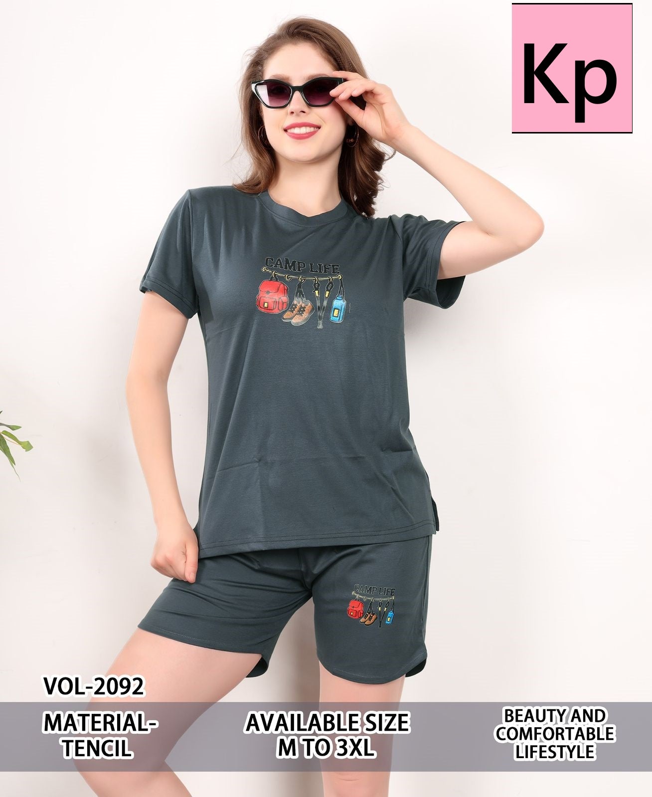 Vol 2092 Kp Tencil Shorts Night Suits Manufacturer