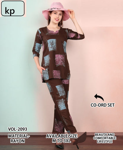 Vol 2093 Kp Rayon 22Kg Co Ord Set Wholesaler India