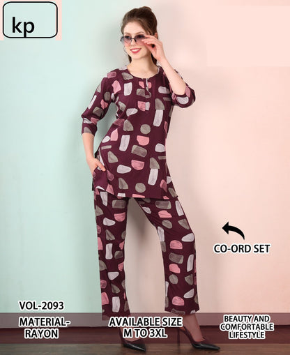 Vol 2093 Kp Rayon 22Kg Co Ord Set Wholesaler India