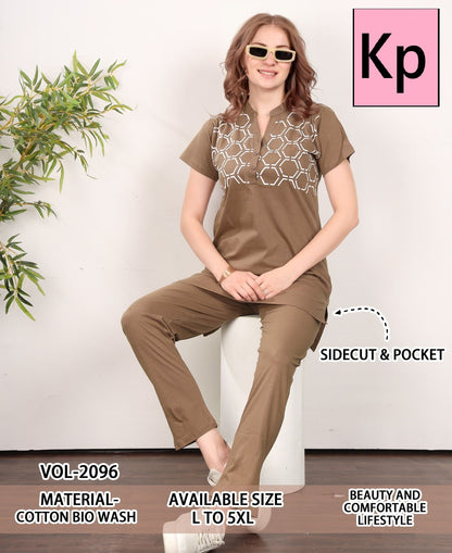 Vol 2096 Kp Cotton Biowashed Kurta Night Suits Exporter Gujarat