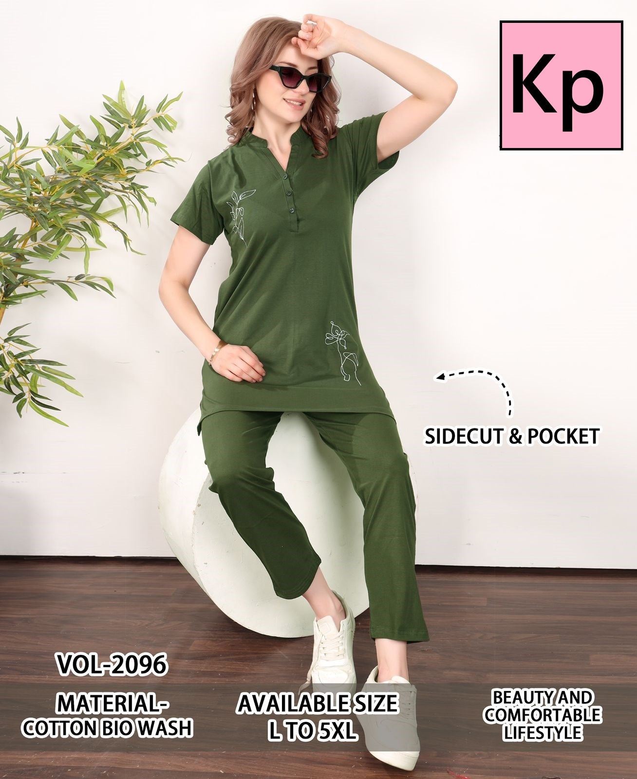 Vol 2096 Kp Cotton Biowashed Kurta Night Suits Exporter Gujarat