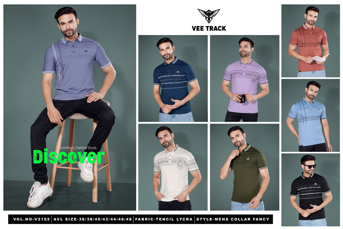 Vol 2102 Vee Track Tencil Lycra Mens Tshirts Exporter Ahmedabad