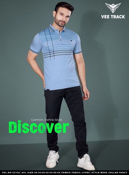Vol 2102 Vee Track Tencil Lycra Mens Tshirts Exporter Ahmedabad