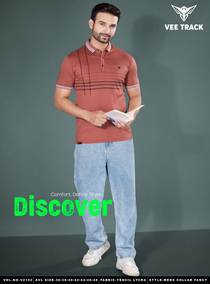 Vol 2102 Vee Track Tencil Lycra Mens Tshirts Exporter Ahmedabad