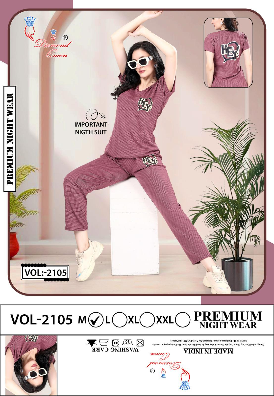 Vol 2105 Diamond Queen Imported Pyjama Night Suits Wholesale Rate