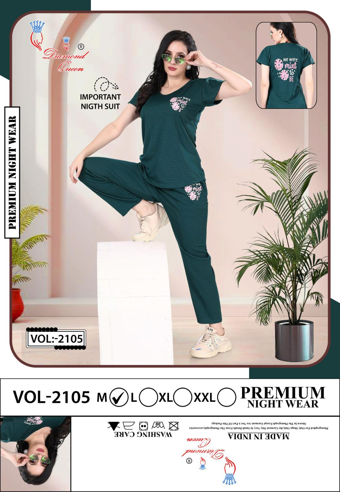 Vol 2105 Diamond Queen Imported Pyjama Night Suits Wholesale Rate