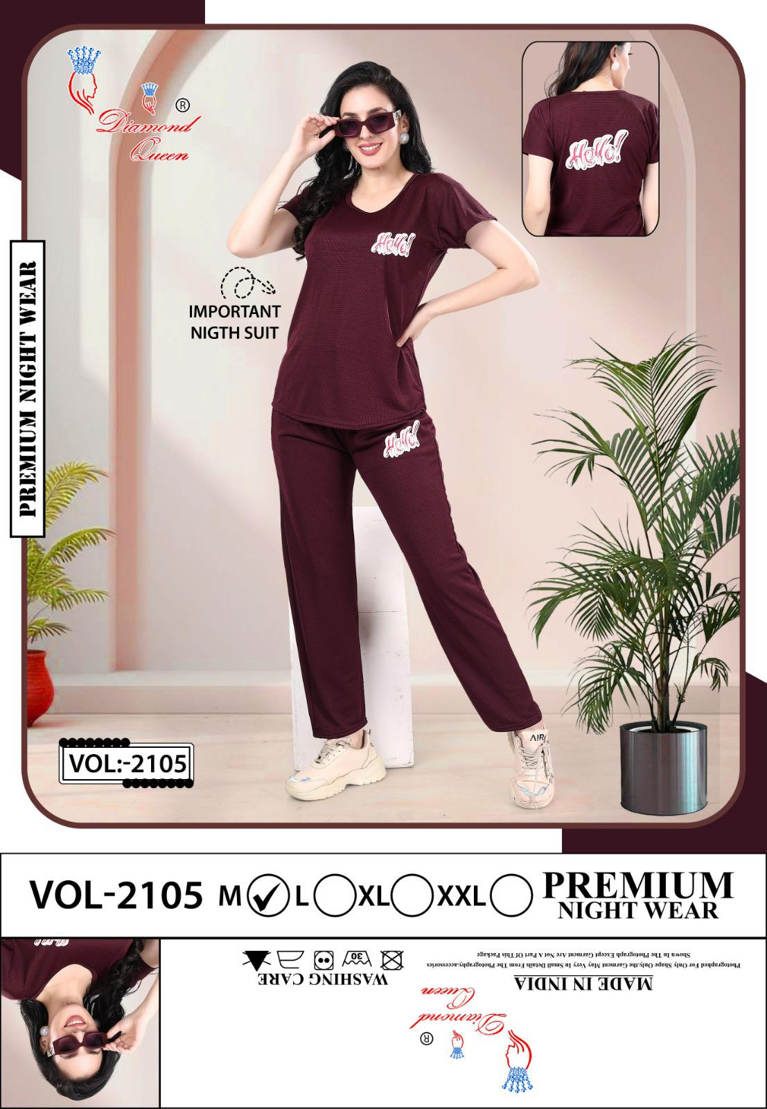 Vol 2105 Diamond Queen Imported Pyjama Night Suits Wholesale Rate