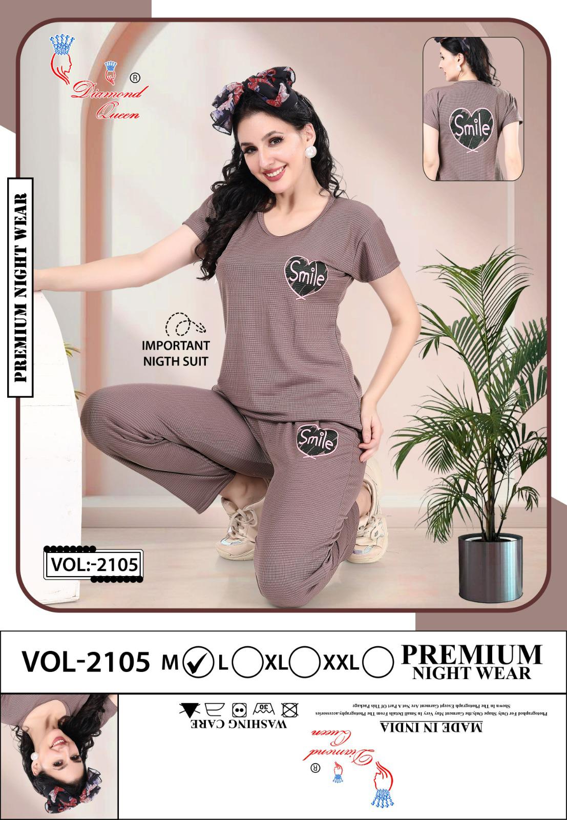 Vol 2105 Diamond Queen Imported Pyjama Night Suits Wholesale Rate