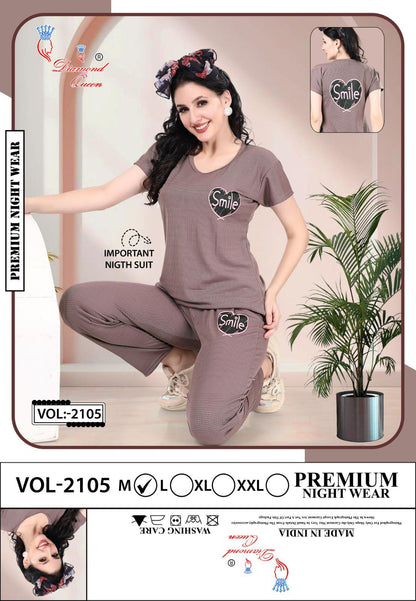 Vol 2105 Diamond Queen Imported Pyjama Night Suits Wholesale Rate
