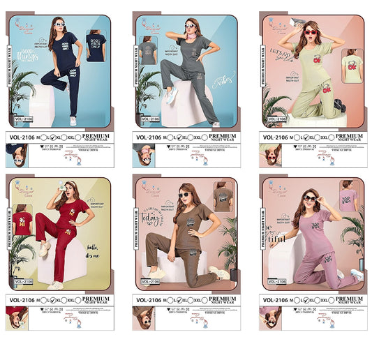 Vol 2106 Diamond Queen Imported Pyjama Night Suits Exporter
