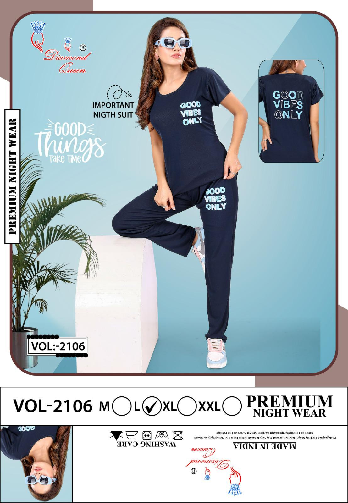 Vol 2106 Diamond Queen Imported Pyjama Night Suits Exporter