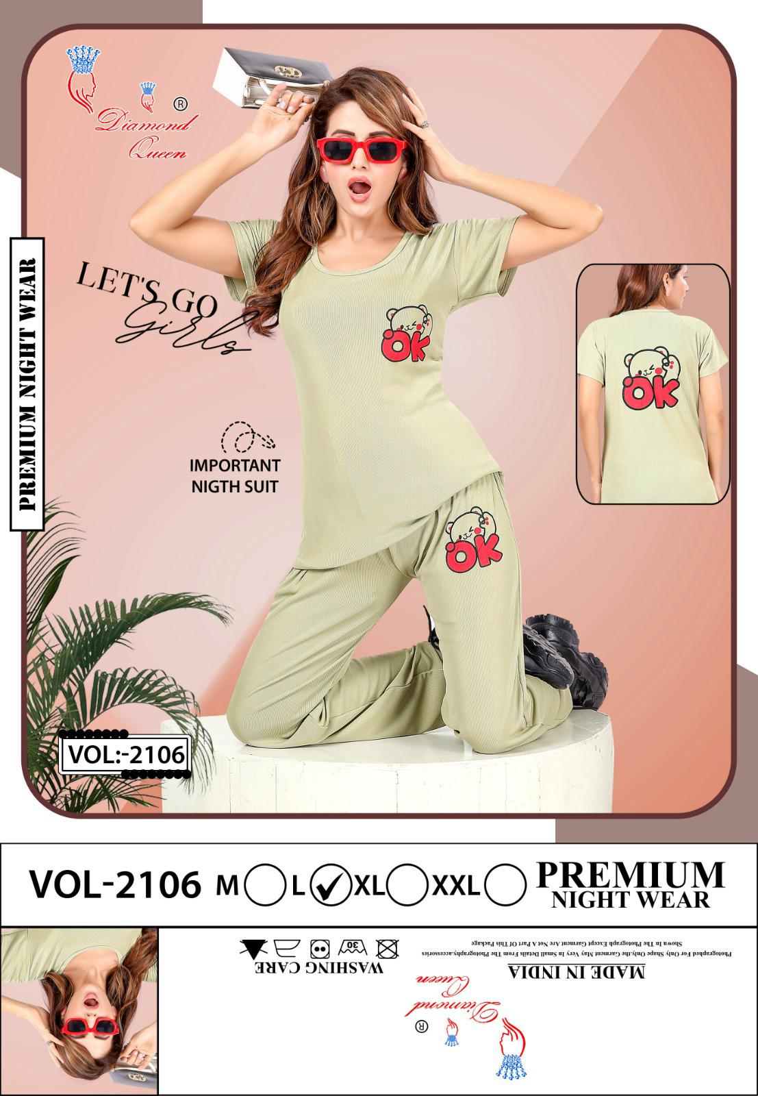 Vol 2106 Diamond Queen Imported Pyjama Night Suits Exporter