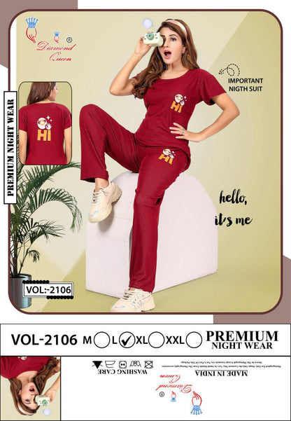 Vol 2106 Diamond Queen Imported Pyjama Night Suits Exporter