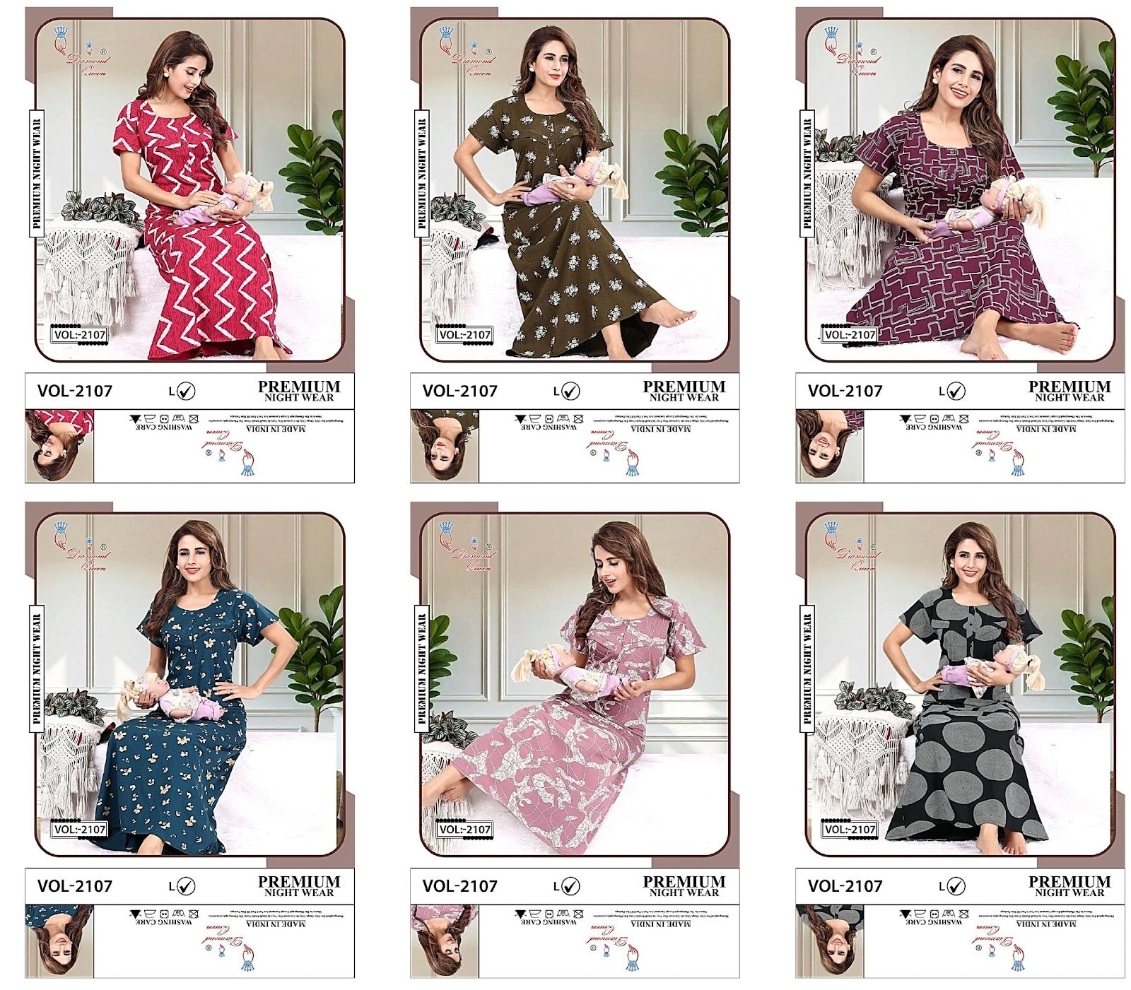 Vol 2107 Diamond Queen Sinker Feeding Night Gown Wholesaler Ahmedabad