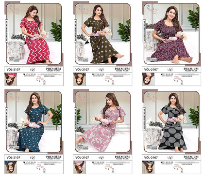 Vol 2107 Diamond Queen Sinker Feeding Night Gown Wholesaler Ahmedabad