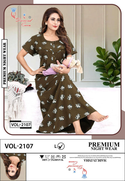 Vol 2107 Diamond Queen Sinker Feeding Night Gown Wholesaler Ahmedabad