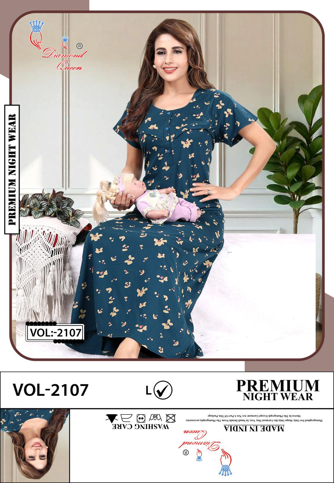 Vol 2107 Diamond Queen Sinker Feeding Night Gown Wholesaler Ahmedabad