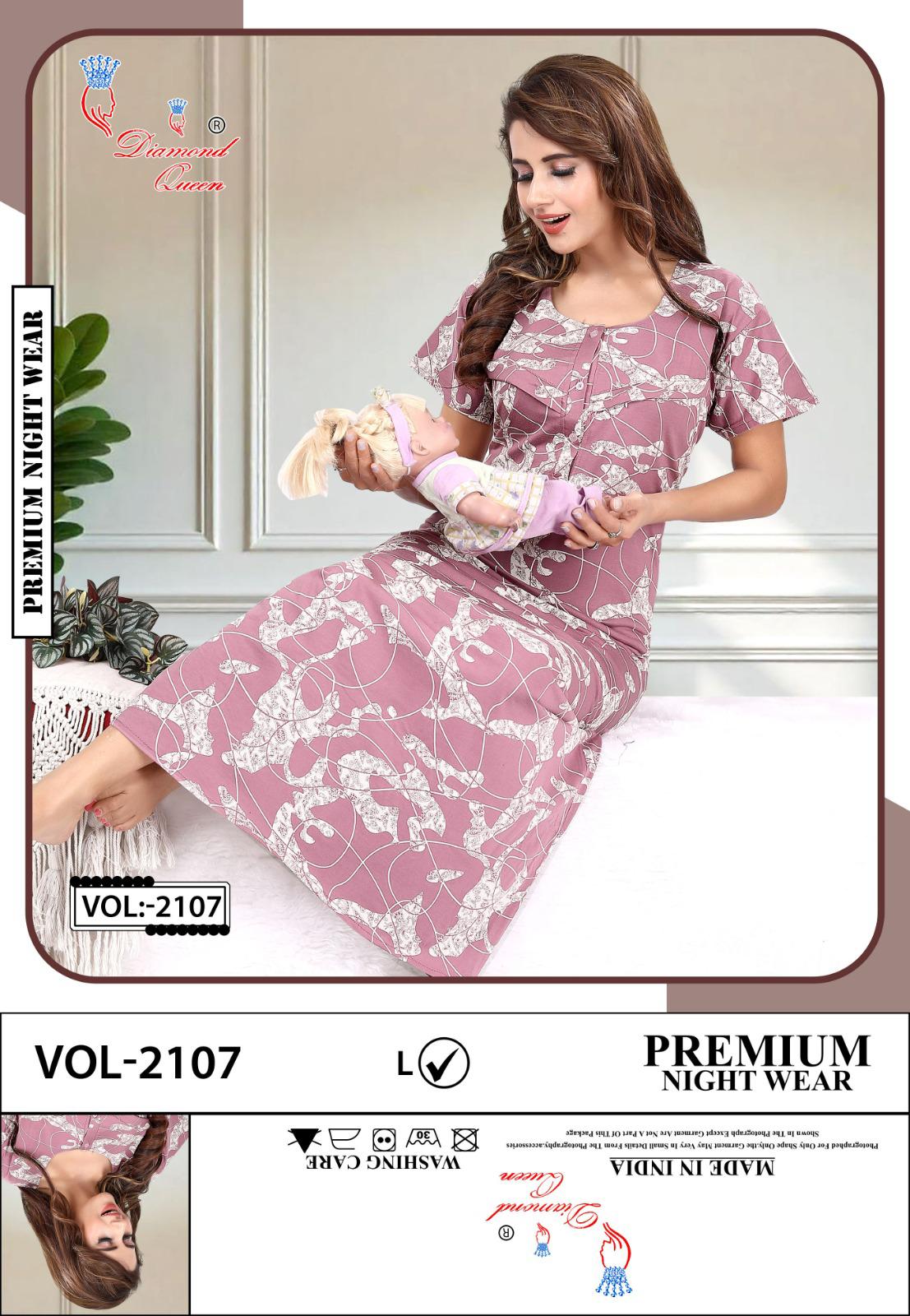 Vol 2107 Diamond Queen Sinker Feeding Night Gown Wholesaler Ahmedabad